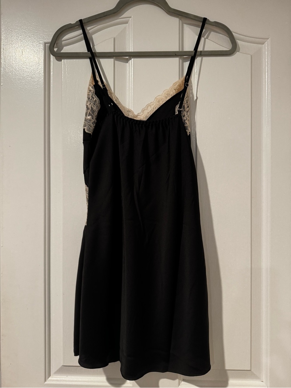 Black & Cream Lace Trim Slip Dress - Picture 2 of 4